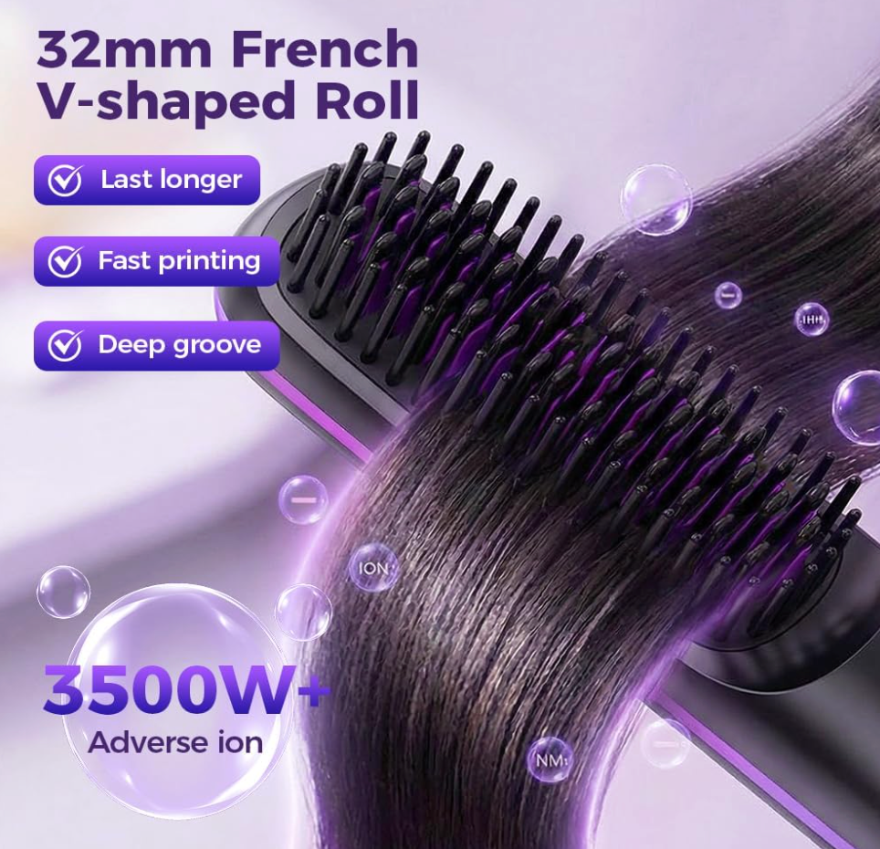 Portable Cordless Hair Straightener Brush | 3 Temperature Settings