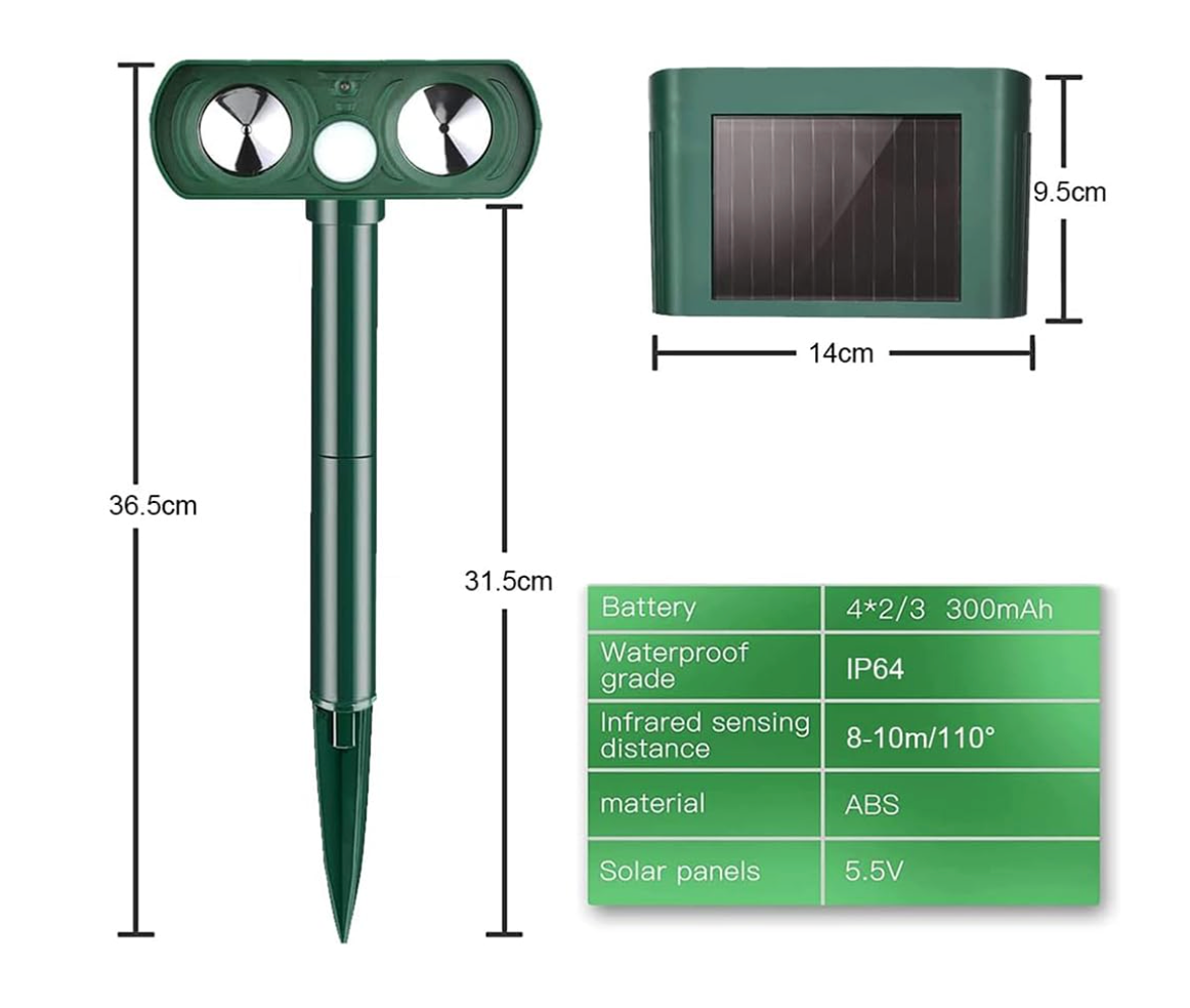 Solar-Powered Ultrasonic Animal Repeller